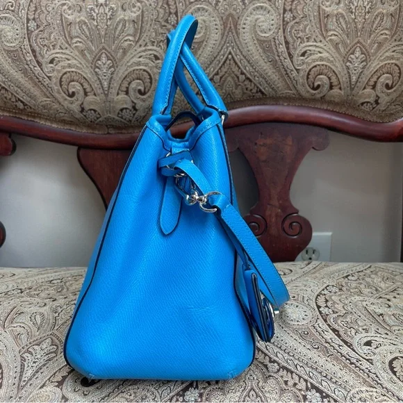 Coach Crossgrain Leather Margot Carryall Shoulder Bag Crossbody Sky Blue F34607 - Picture 7 of 16